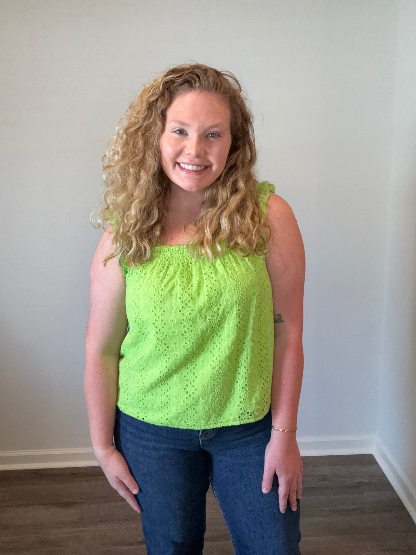 Lime Light Eyelet Top