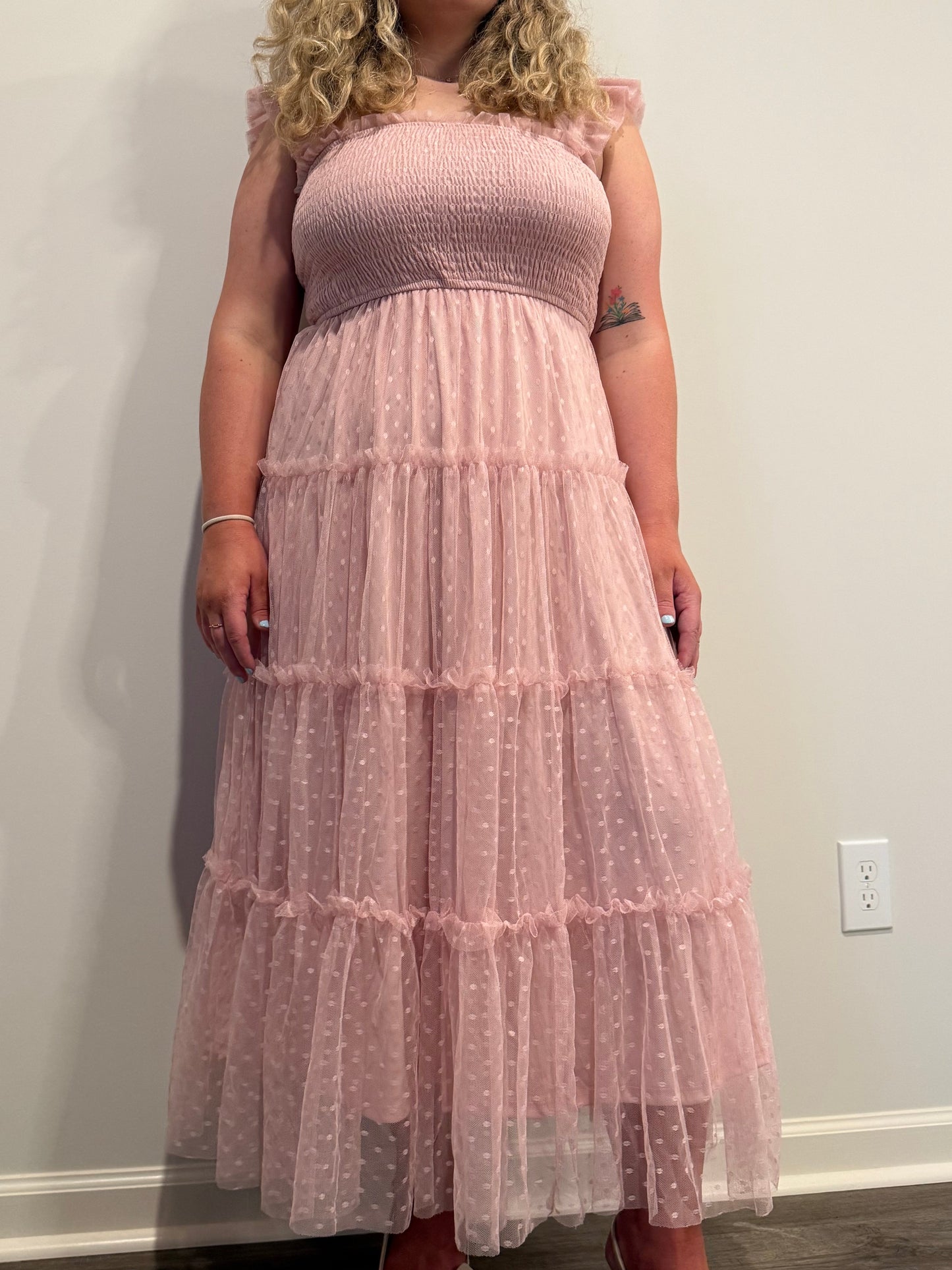 Sweet Peony Smocked Midi