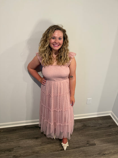 Sweet Peony Smocked Midi