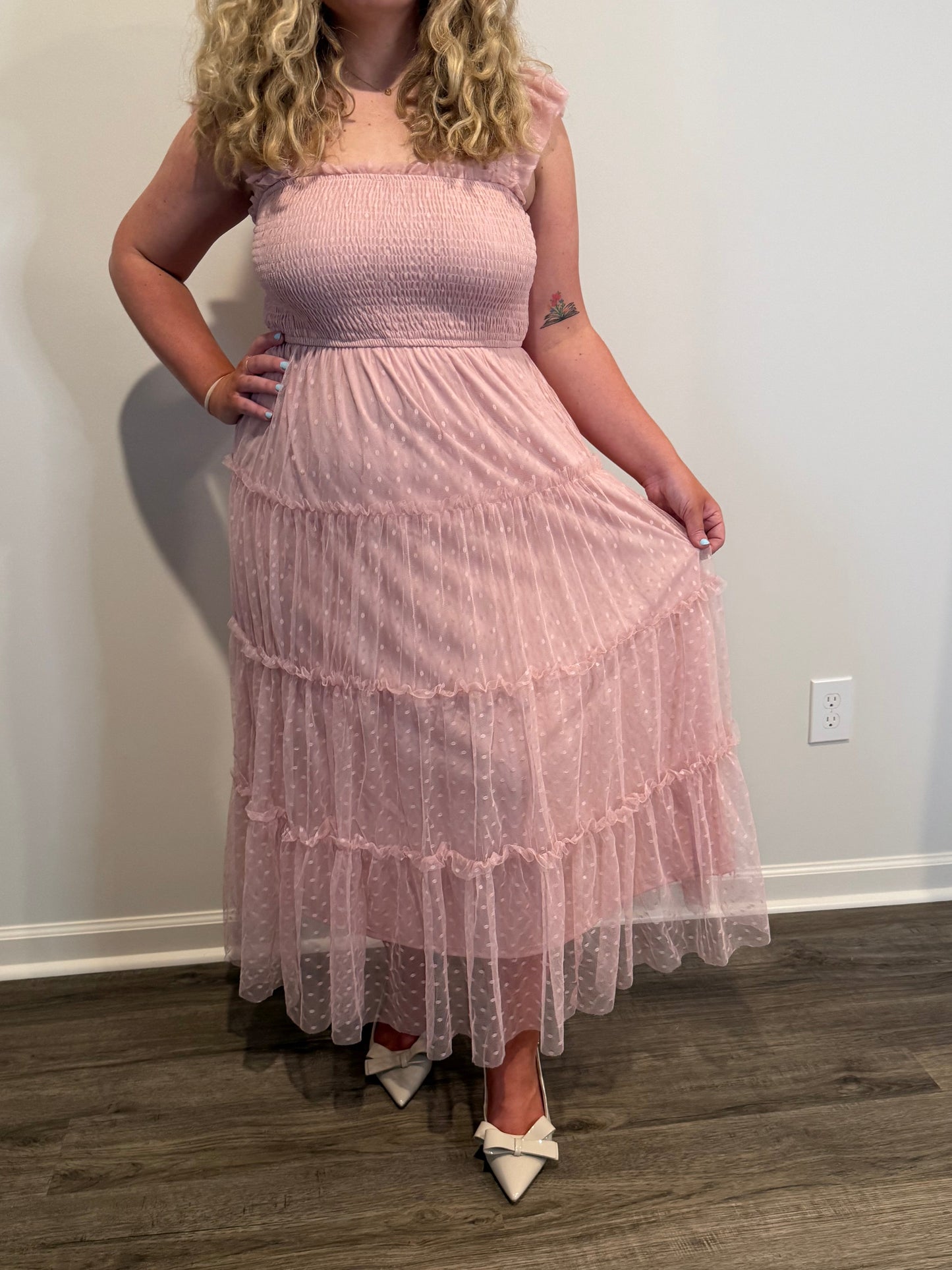 Sweet Peony Smocked Midi